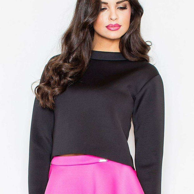 Sophisticated Neoprene Ladies' Blouse with Elegant Half-Golf Neck Design