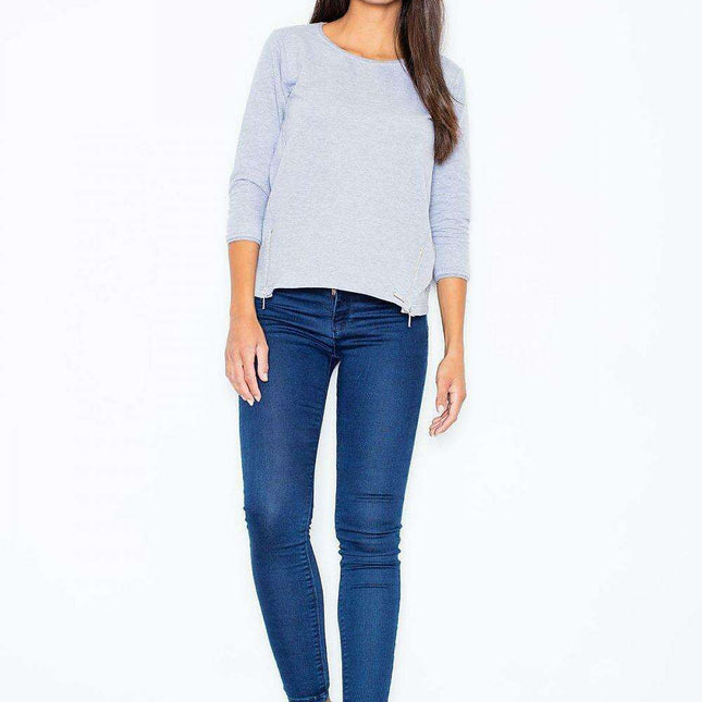 Stylish Luxe: Cotton Sweatshirt with Trendy Zipper Accents