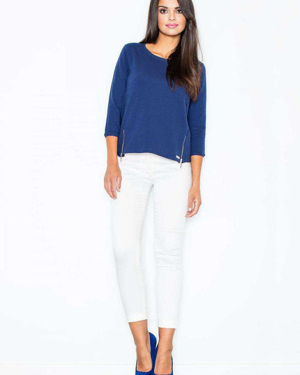 Trendy Zipper-Detail Cotton Sweatshirt for Sporty Elegance