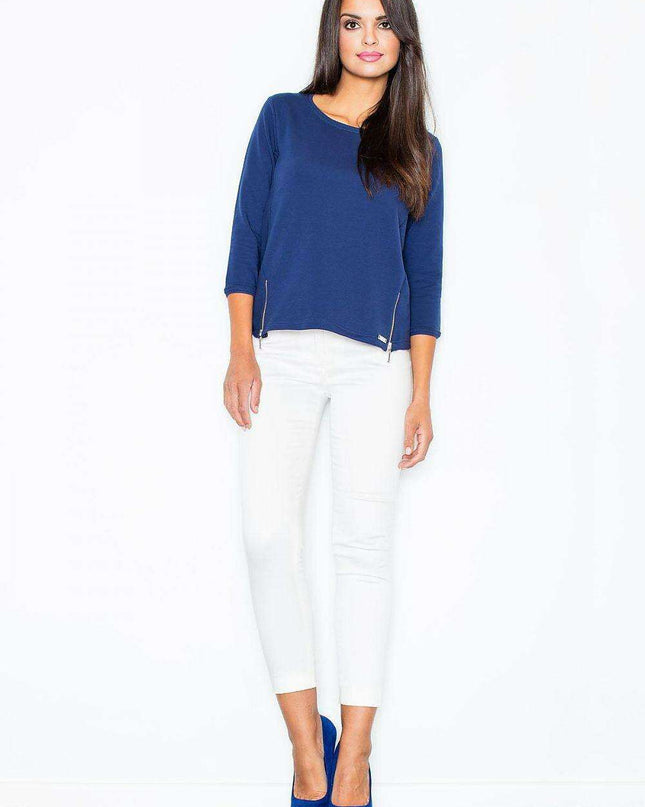 Trendy Zipper-Detail Cotton Sweatshirt for Sporty Elegance