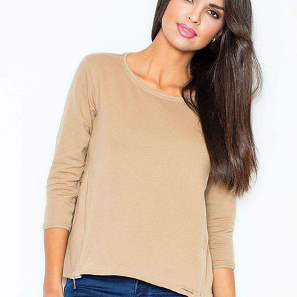 Chic Cotton Sweatshirt with Trendy Zipper Accents - Figl Model 43859