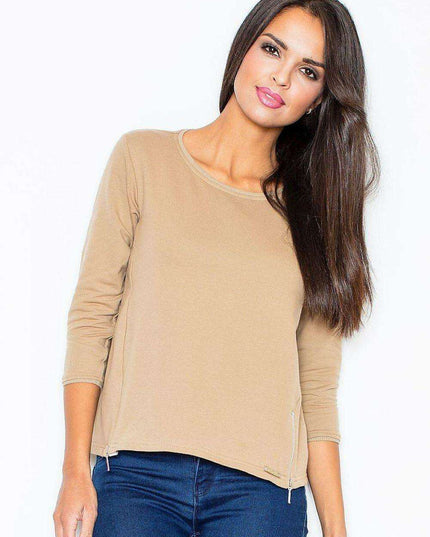 Chic Cotton Sweatshirt with Trendy Zipper Accents - Figl Model 43859