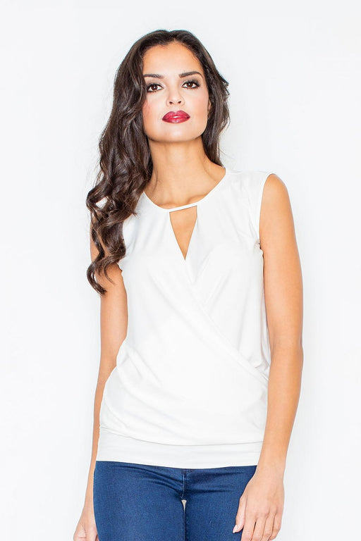 Allure Sleeveless Blouse with Chic Cut-Out Detail and Adjustable Hem Drawstring