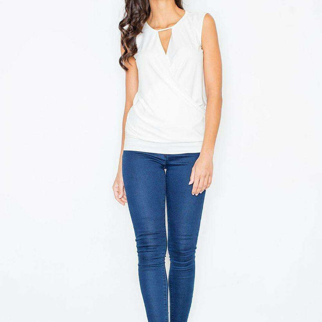 Charming Sleeveless Top with Alluring Cut-Out and Adjustable Drawstring Hem