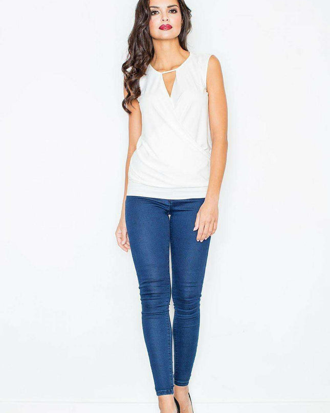 Charming Sleeveless Top with Alluring Cut-Out and Adjustable Drawstring Hem
