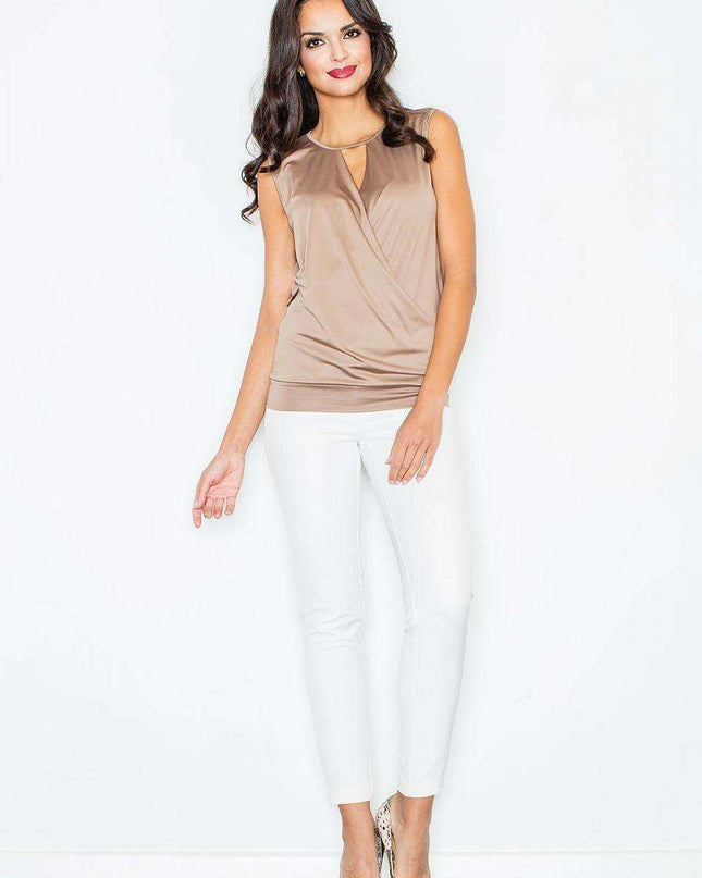 Sophisticated Sleeveless Blouse with Captivating Cut-Out - Figl Model 43866