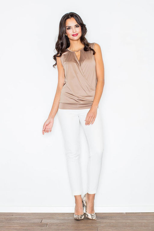 Sophisticated Sleeveless Blouse with Tempting Cut-Out - Figl Model 43866
