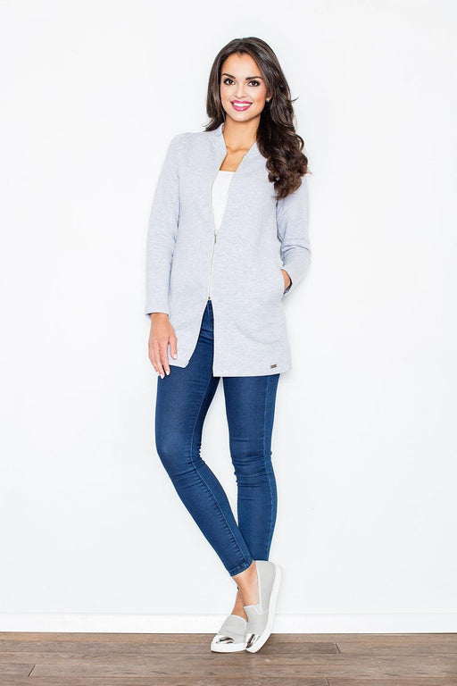 Chic Cotton Jacket with Stylish Stand-Up Collar and Zipper Fastening
