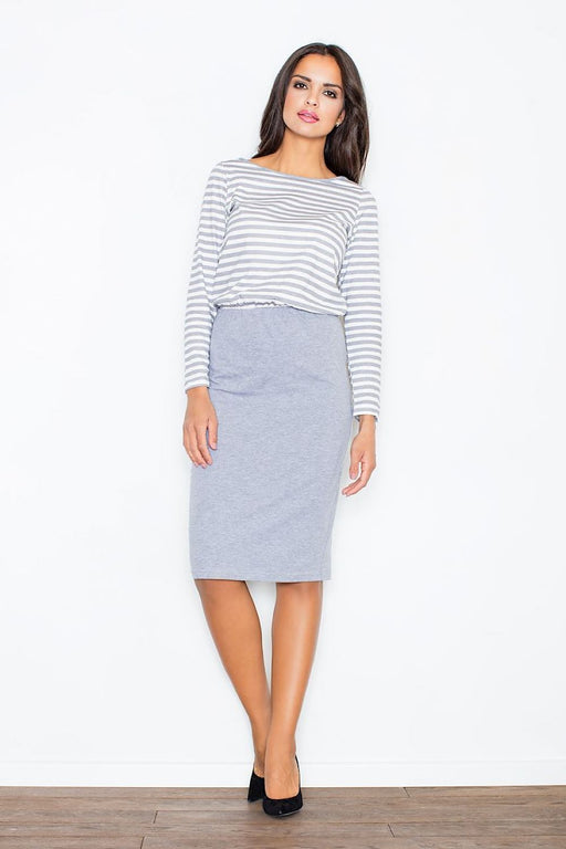 Chic Striped Cotton Dress with Elastic Waist for Women by Figl
