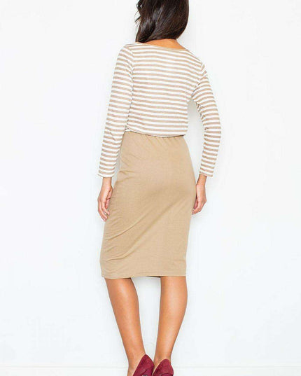 Elegant Striped Cotton Midi Dress with Easygoing Fit - Luxe Comfort Collection