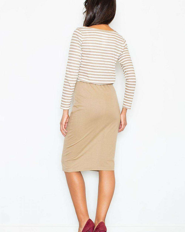 Elegant Striped Cotton Midi Dress with Easygoing Fit - Luxe Comfort Collection