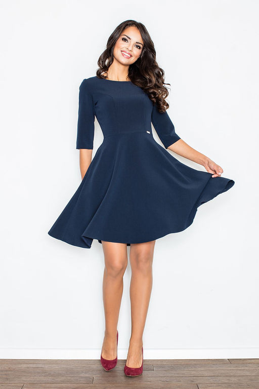 Sophisticated Pleated Knee-Length Daydress by Figl