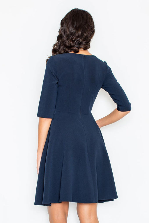 Sophisticated Pleated Knee-Length Daydress by Figl