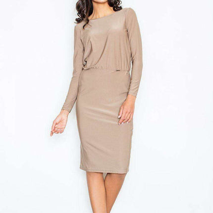 Chic Boat Neck Midi Dress with Back Bow - Effortless Daytime Sophistication