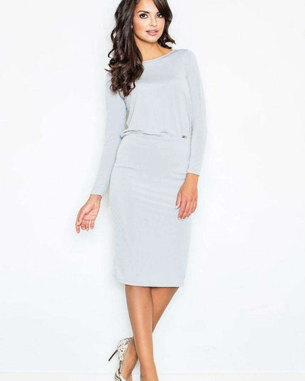 Chic Boat Neck Midi Dress with Back Tie and Seductive Slit - Effortless Elegance