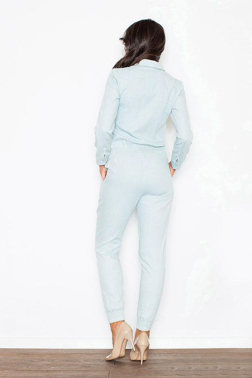 Denim-Inspired Women's Suit Set with Collared Shirt - Timeless Sophistication
