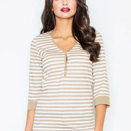 Nautical Elegance Striped Longsleeve Blouse - Essential for Summer Styling
