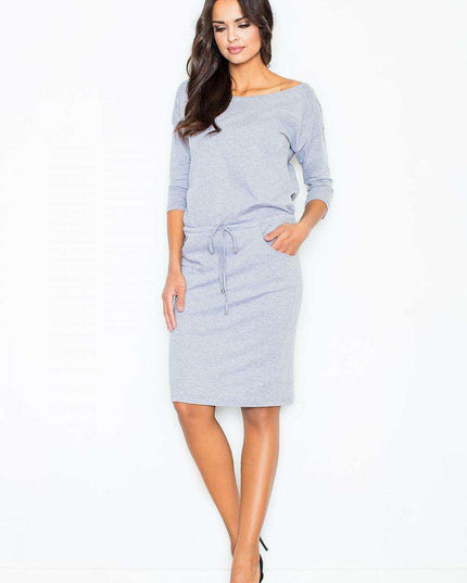Chic Adjustable Waist Cotton Sweatshirt Dress for Effortless Daytime Elegance