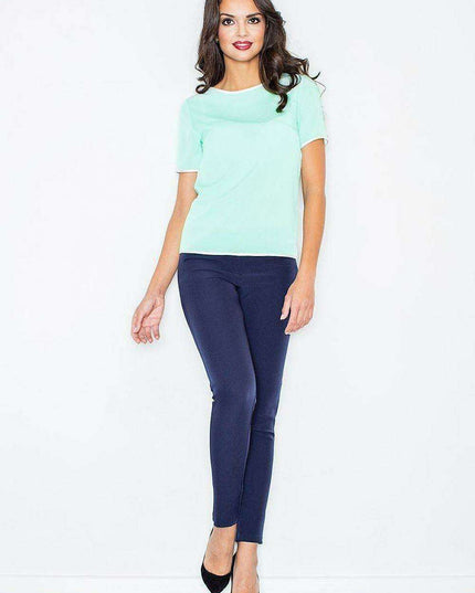 Elegant Black-Piped Summer Blouse - Size L (93-96 cm)