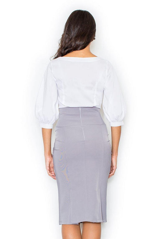 High-Waisted Pencil Skirt with Pleats - Classic Cut Style
