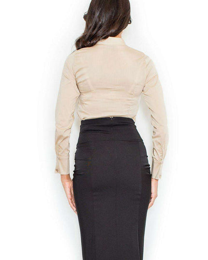 Chic High-Waist Pleated Pencil Skirt - Figl 5375