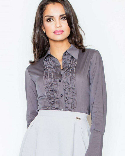 Sophisticated Long Sleeve Blouse with Stylish Jabot Detail