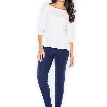 Charming Cotton Blend Basque Blouse with Romantic Touch