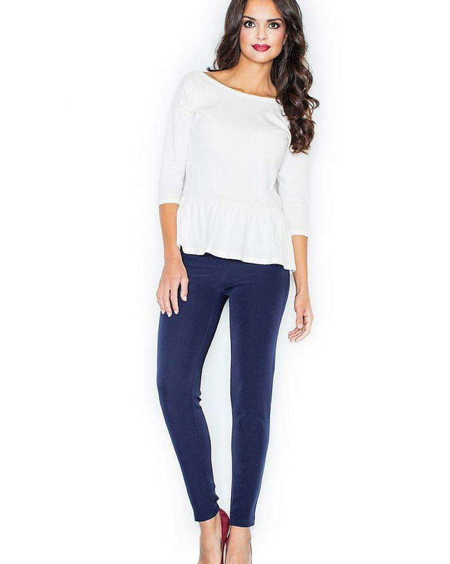 Charming Cotton Blend Basque Blouse with Romantic Touch