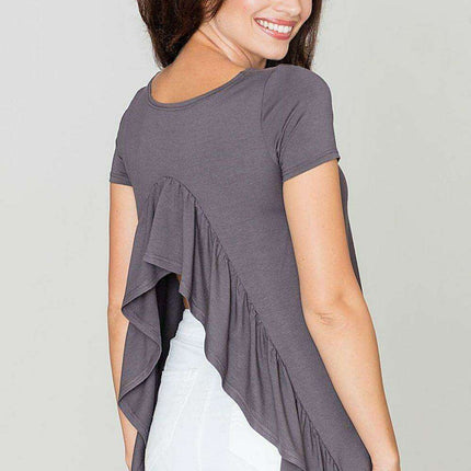 Chic Ruffled Backless Blouse by Blouse Katrus