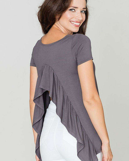 Chic Ruffled Backless Blouse by Blouse Katrus