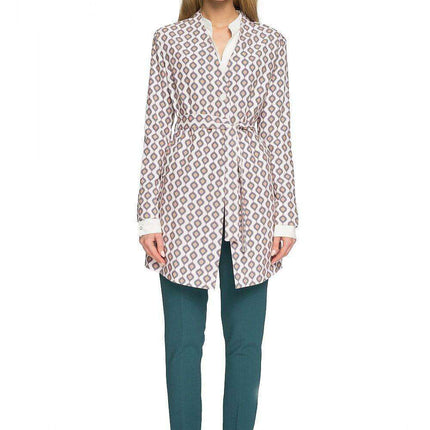 Chic Belted Printed Wrap Coat