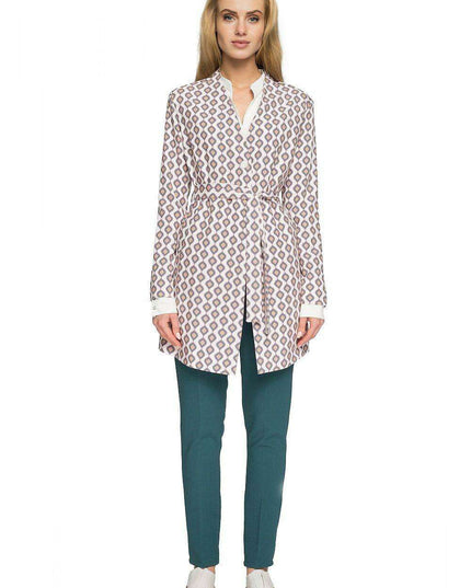 Chic Belted Printed Wrap Coat