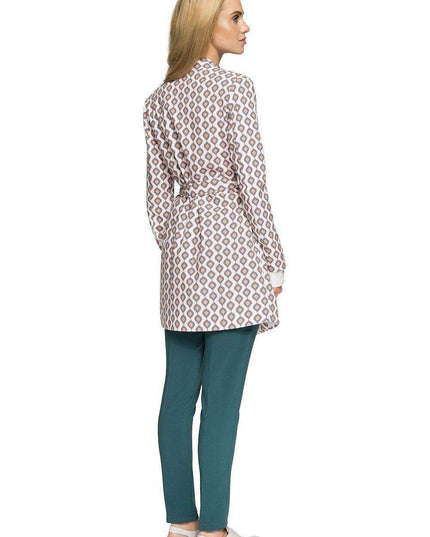 Chic Belted Printed Wrap Coat