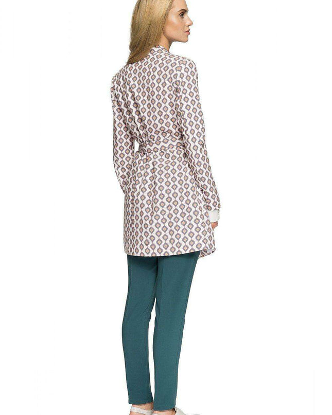 Chic Belted Printed Wrap Coat