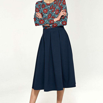 Elegant Midi Flared Skirt With Discreet Side Pockets