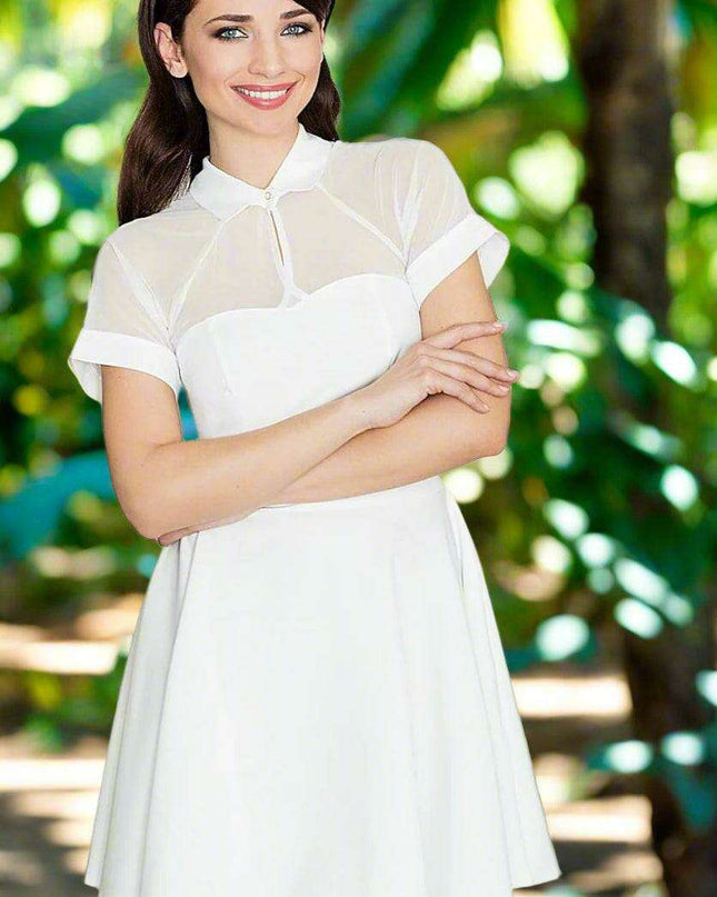 "Lenitif" Sheer Mesh Top Short Dress - Elegant Charm for Every Occasion