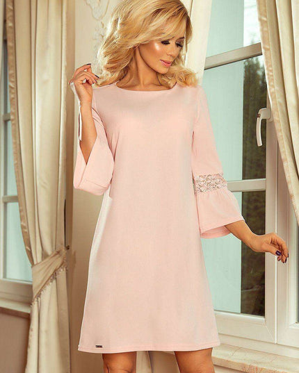 Elegant Pistachio Cocktail Dress with Flared Sleeves by Numoco