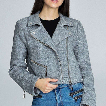 Chic Ramoneska Jacket with Elegant Lining and Trendy Zipper Details