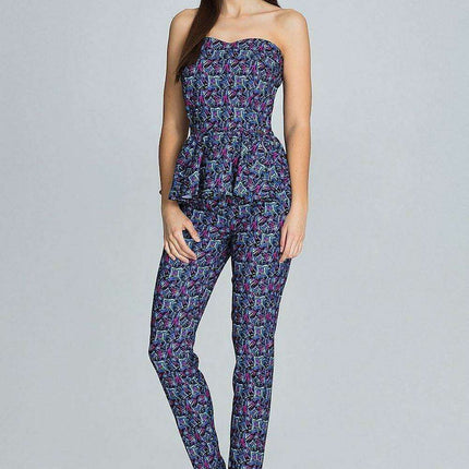 Elegant Frilled Corset with Tailored Trouser Ensemble