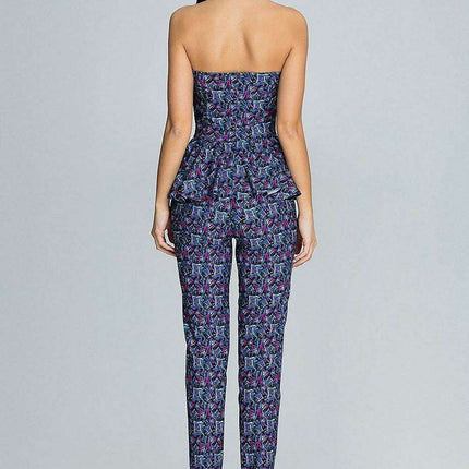 Elegant Frilled Corset with Tailored Trouser Ensemble