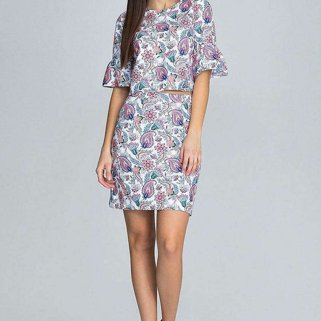 Chic Floral Ensemble: Stylish Blouse and Skirt Combo