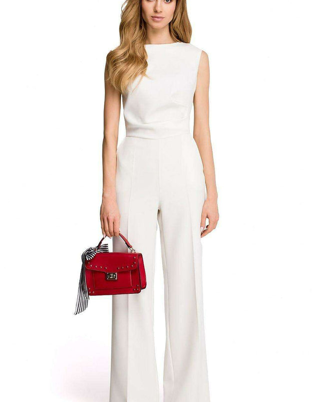 Chic Draped Jumpsuit with Flowing Wide-Leg Design - Stylish & Adaptive