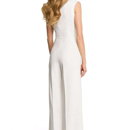 Chic Draped Jumpsuit with Flowing Wide-Leg Design - Stylish & Adaptive