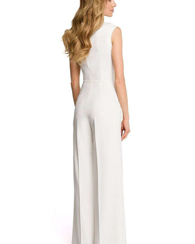 Chic Draped Jumpsuit with Flowing Wide-Leg Design - Stylish & Adaptive