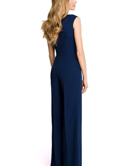 Chic Draped Jumpsuit with Flowing Wide-Leg Design - Stylish & Adaptive