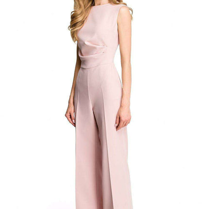 Chic Draped Jumpsuit with Flowing Wide-Leg Design - Stylish & Adaptive