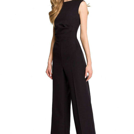 Chic Draped Jumpsuit with Flowing Wide-Leg Design - Stylish & Adaptive