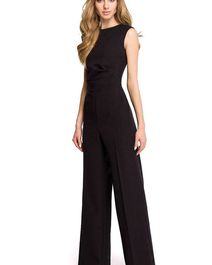 Chic Draped Jumpsuit with Flowing Wide-Leg Design - Stylish & Adaptive