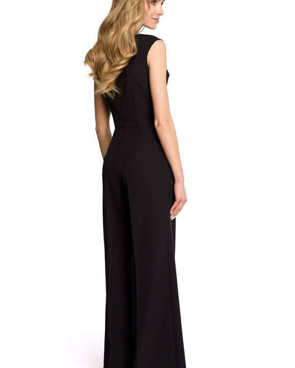 Chic Draped Jumpsuit with Flowing Wide-Leg Design - Stylish & Adaptive