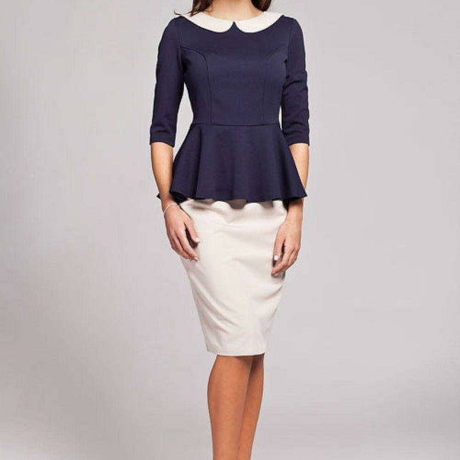 Chic Red Blouse with Removable Be-be Collar